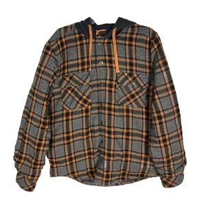Legendary Outfitters Mens Size M Plaid‎ Insulated Hooded Button-Up Shirt Jacket